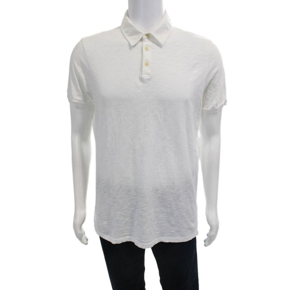 Velvet Mens Point Polo Collared Short Sleeve White 100% Cotton Size S